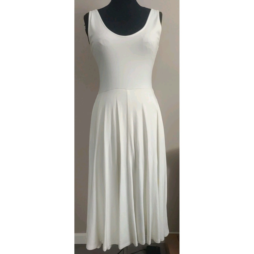 leith Women Ivory Fit Flare Sleeveless‎ Classic Minimal Sun Dress Size L